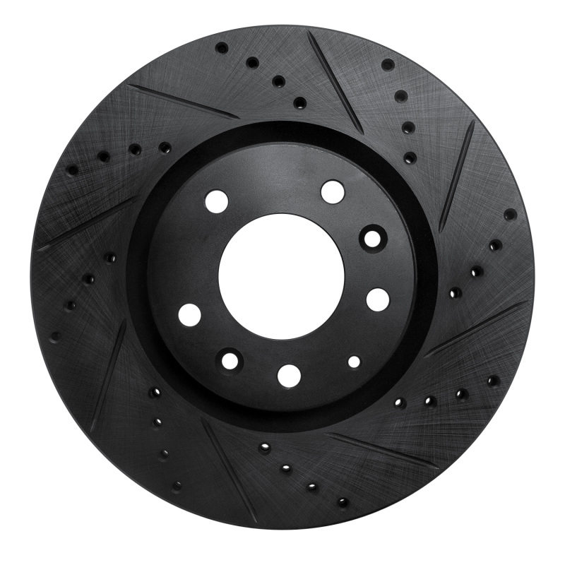 Mazda RX-8 Brake Rotor (1) - Front Right - R1 Concepts - Drilled & Slotted - Black - `04-`08